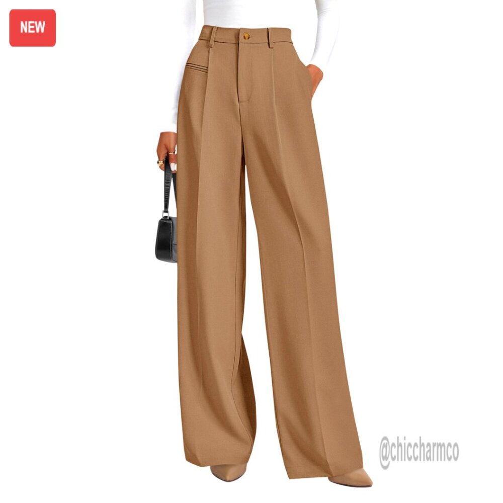 Wide Leg Dress Pants Business Casual High Waisted Palazzo Trousers